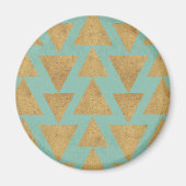 Outdoor Geo Step | Gold & Teal Pattern Magneet (Voorkant)