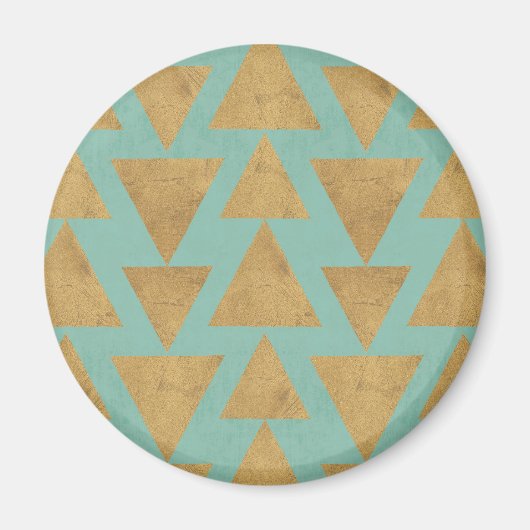 Outdoor Geo Step | Gold & Teal Pattern Magneet (Voorkant)