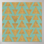 Outdoor Geo Step | Gold & Teal Pattern Poster (Voorkant)