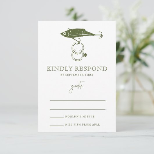 Outdoor Gevist lok haak trouwring RSVP Kaartje (Staand voorkant)