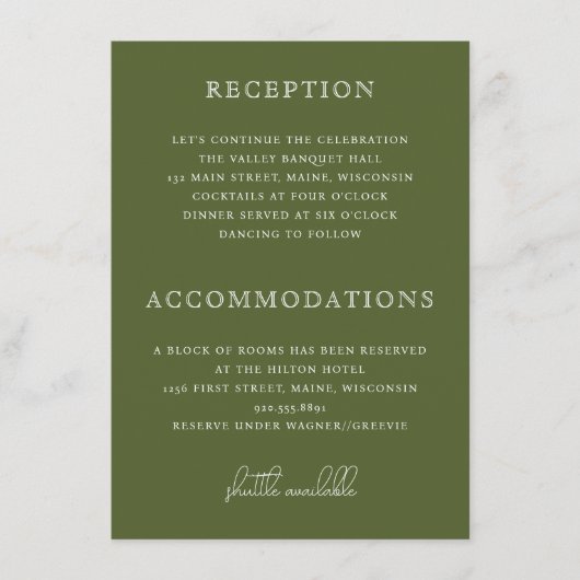 Outdoor Gevist Lure Hooks Green Wedding Insert Informatiekaartje (Voorkant)