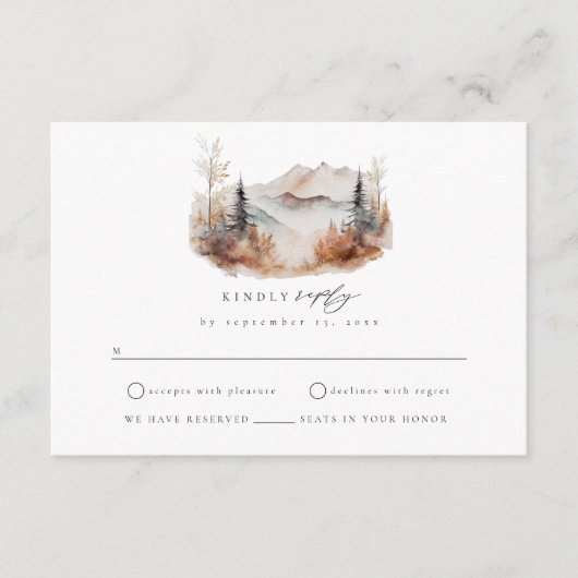 Outdoor Herfst Berg Bruiloft RSVP Behuizing Kaart (Voorkant)