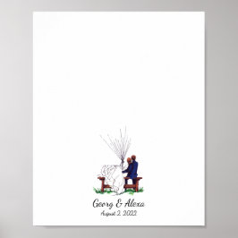 Outdoor Liefde Bruiloft Paar Vingerafdruk Gastenbo Poster