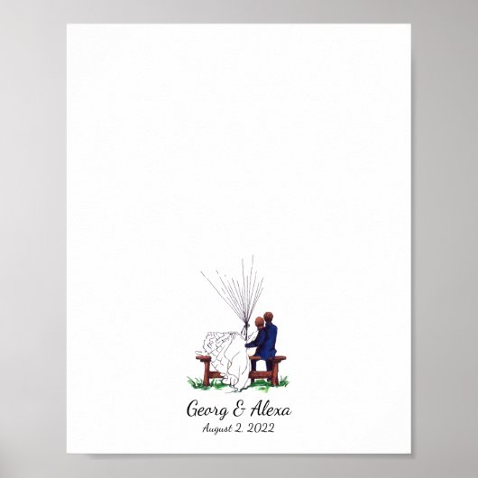 Outdoor Liefde Bruiloft Paar Vingerafdruk Gastenbo Poster (Voorkant)