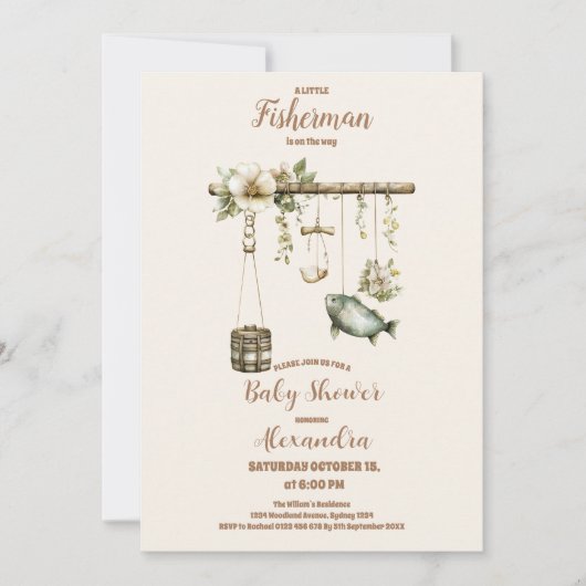 Outdoor Little Fisherman Gevist Baby shower Kaart (Voorkant)