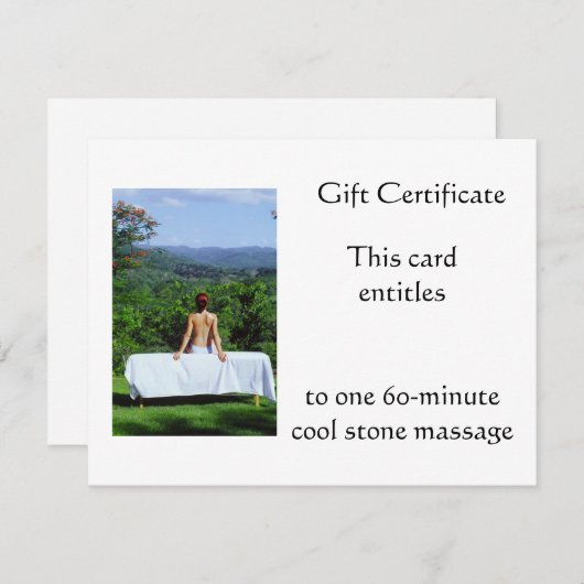 Outdoor Massage Gift Certificate (Voorkant / Achterkant)