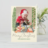 Outdoor Mountain Town Een foto van Kerstmis Feestdagenkaart (Staand voorkant)