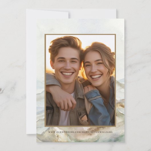 Outdoor Mountain Waterverf Wedding Save the Date (Voorkant)