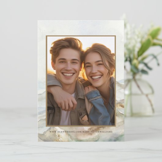 Outdoor Mountain Waterverf Wedding Save the Date (Staand voorkant)