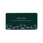 Outdoor Mountains Pine Tree Emerald Green Adres Etiket (Voorkant)