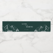 Outdoor Mountains Pine Tree Emerald Green Waterfles Etiket (Enkel label)