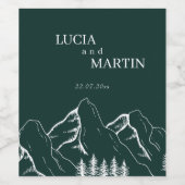 Outdoor Mountains Pine Tree Emerald Green Wijn Etiket (Enkel label)