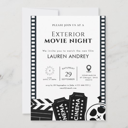 Outdoor Movie Night Invitation Kaart (Voorkant)