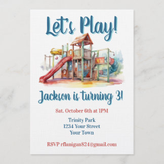 Outdoor Park Playground Kids Birthday Invitation Kaart