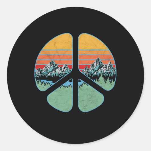 Outdoor Peace Sign Symbool Natuur Ronde Sticker (Voorkant)