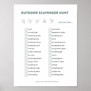 Outdoor Scavenger Hunt Kinder Activiteiten Printab Poster
