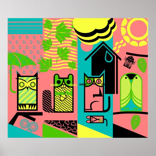 Outdoor schattige wezens poster (Voorkant)