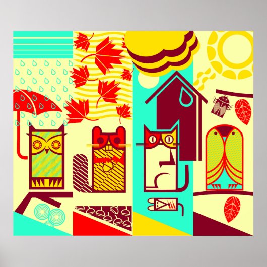 Outdoor schattige wezens poster (Voorkant)