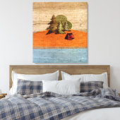 Outdoor Tent Camping in de Bossen Woodgrain Look Canvas Afdruk (Insitu (Slaapkamer))