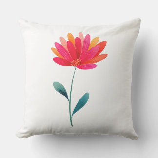 Outdoor Throw Pillow with Orange Floral Botanical  Buitenkussen