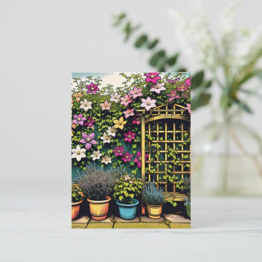  Outdoor Trellis en Potten van Planten Briefkaart (Staand voorkant)