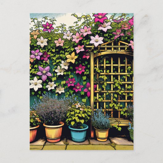  Outdoor Trellis en Potten van Planten Briefkaart (Voorkant)