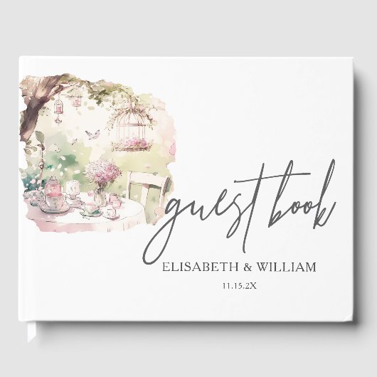 Outdoor tuin bruiloft gepersonaliseerd gastenboek (Voorkant)