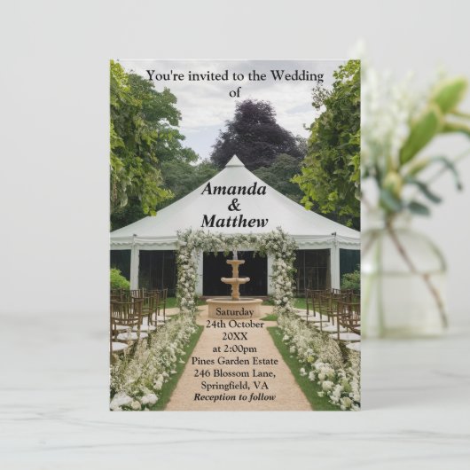  outdoor tuin bruiloft uitnodiging (Staand voorkant)