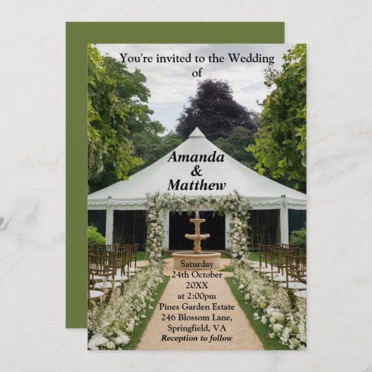  outdoor tuin bruiloft uitnodiging (Voorkant / Achterkant)