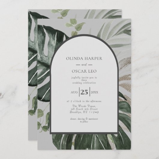 Outdoor Tuin Gebogen Bruiloft Uitnodiging (Voorkant / Achterkant)