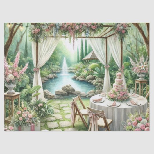Outdoor Wedding Receptie Elegante Decoupage Tissuepapier (Voorkant)