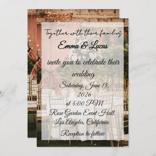 Outdoor Wedding Reception Table Background Kaart (Voorkant / Achterkant)