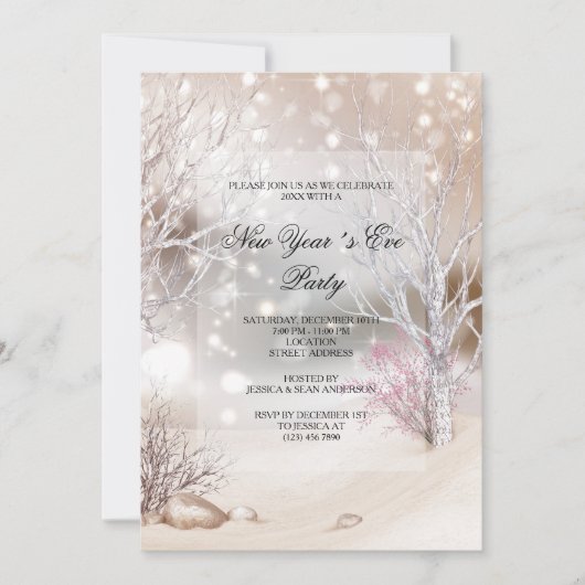 Outdoor Winters Scene Oudejaarsfeest Kaart (Voorkant)