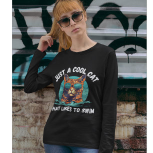 Outdoor Zwemmer koele kat wild zwemmen buiten T-shirt