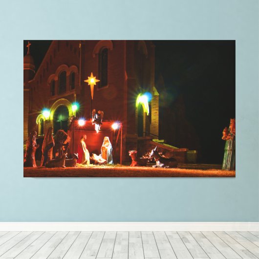 Outdoornativiteitsscène Canvas Afdruk (Insitu (Houten vloer))