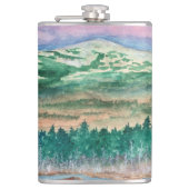 Outdoorsman Flask Mt Monadnock NH Waterverf Art Heupfles (Voorkant)