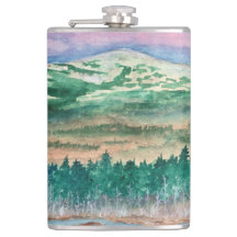 Outdoorsman Flask Mt Monadnock NH Waterverf Art
