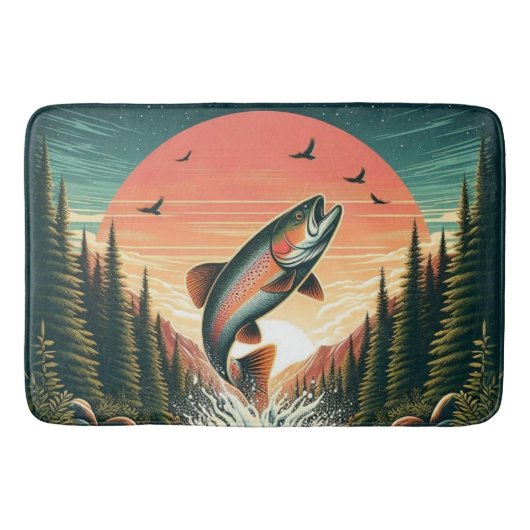 Outdoorsman forel natuur badmat (Voorkant)