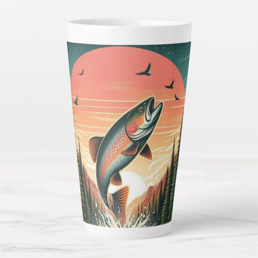 Outdoorsman forel natuur latte mok (Voorkant)