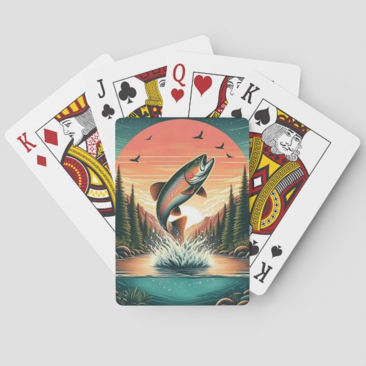 Outdoorsman forel natuur pokerkaarten (Achterkant)