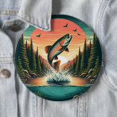 Outdoorsman forel natuur ronde button 6,0 cm (In situ)