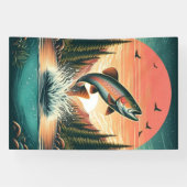 Outdoorsman forel natuur spandoek (Horizontaal)