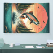 Outdoorsman forel natuur spandoek (Beurs)
