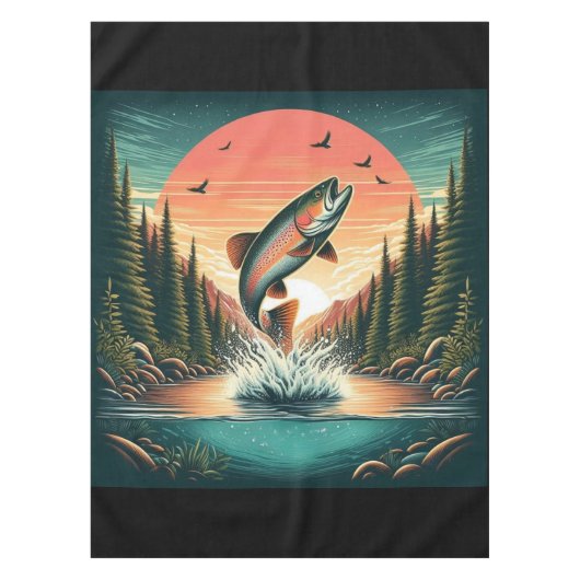 Outdoorsman forel natuur tafelkleed (Voorkant)