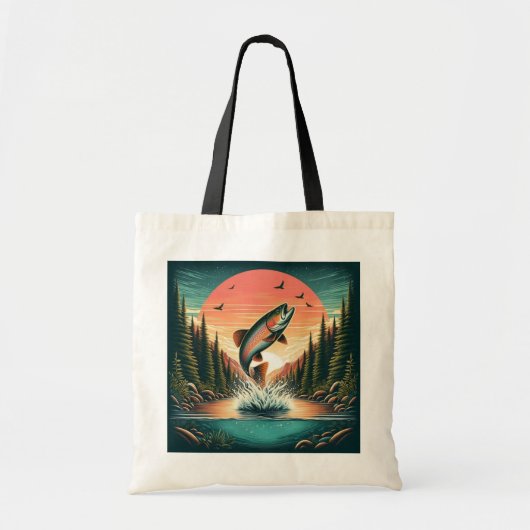 Outdoorsman forel natuur tote bag (Voorkant)