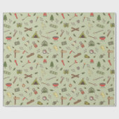 Outdoorsy Adventure Woodland Wilderness Patroon Cadeaupapier (Vlak)