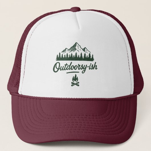 Outdoorsy-ish Trucker Hat – Voor wandelaars & kamp Pet (Voorkant)
