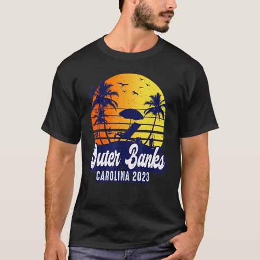 Outer Banks 2023 Carolina Sunset Beach Retro T-shirt (Voorkant)