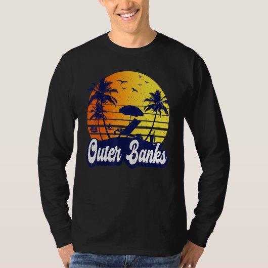 Outer Banks Carolina Sunset Beach Retro T-shirt (Voorkant)