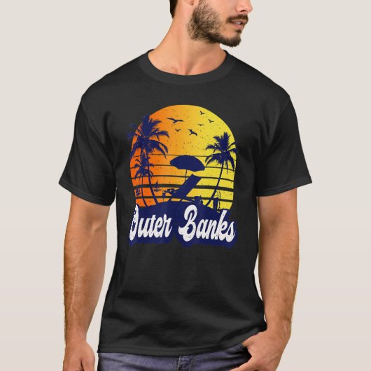 Outer Banks Carolina Sunset Beach Retro T-shirt (Voorkant)
